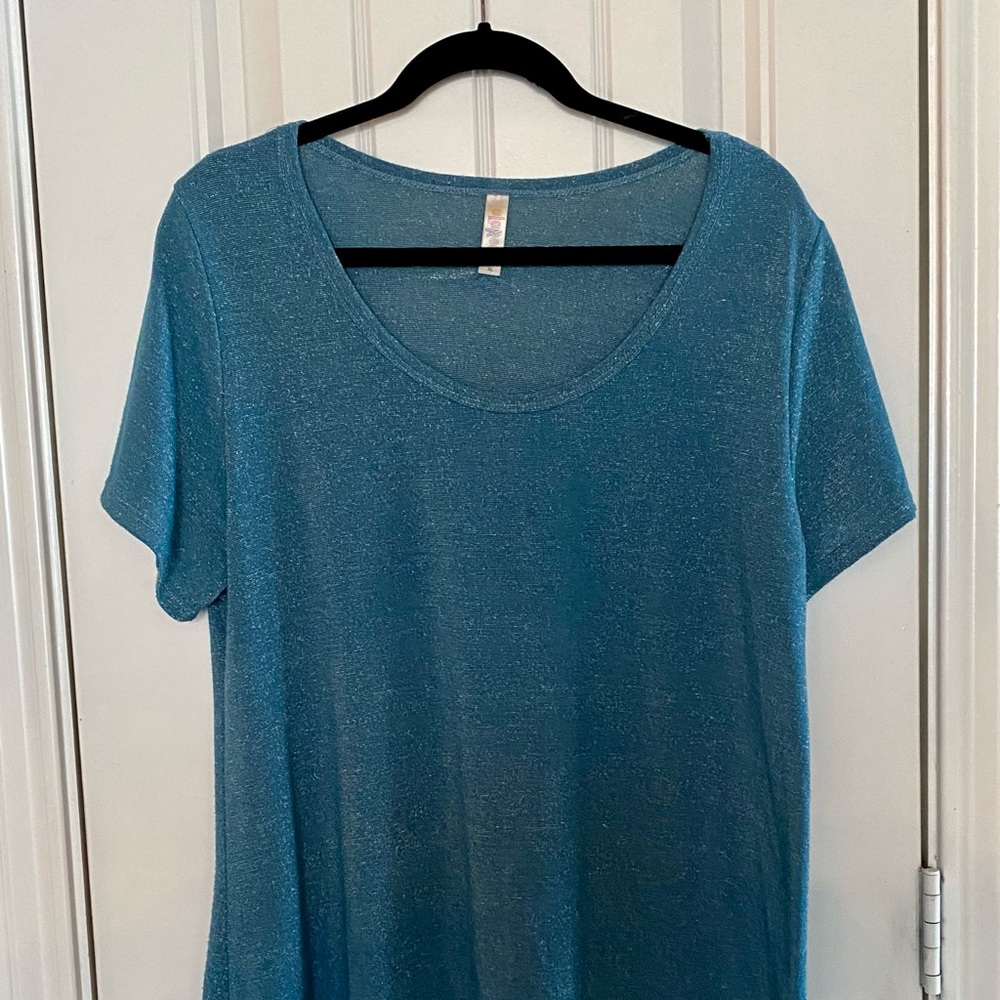 Lularoe Classic T size XL blue w/metallic silver